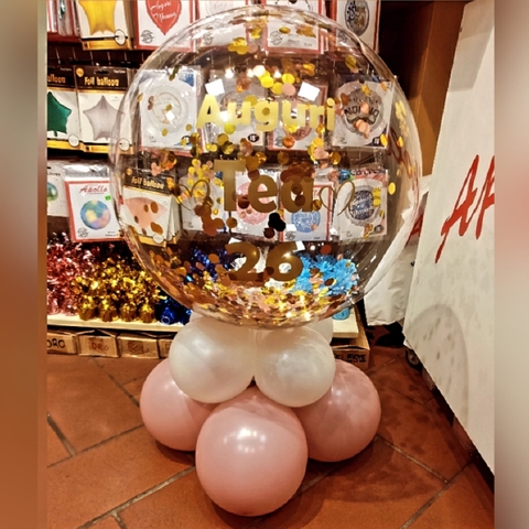 Centrotavola Palloncino Bubble Con Scritta Personalizzata