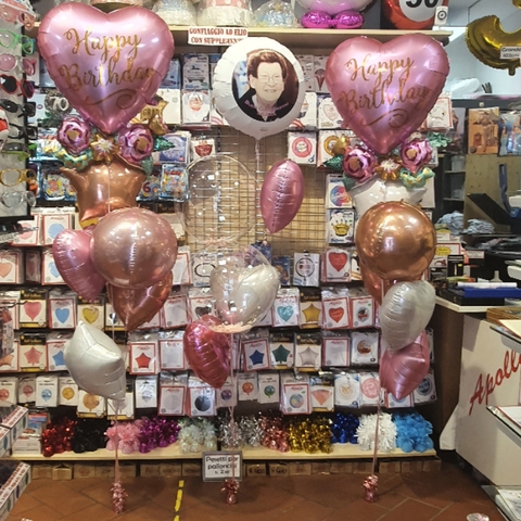 Decorazione Di Palloncini Happy Birthday Floreale