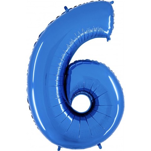 Palloncino a forma di numero 6 blu