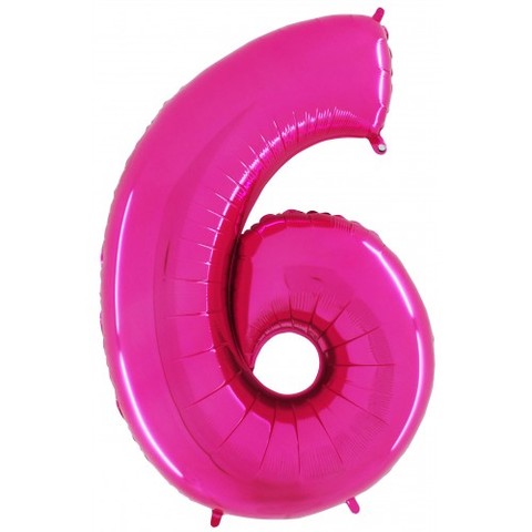 Palloncino A Forma Di Numero 6 Rosa Pink