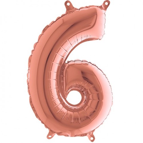 Palloncino a forma di numero 6 rosa gold