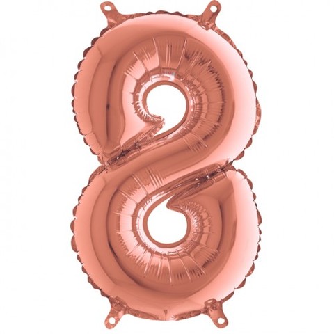 Palloncino a forma di numero 8 rosa gold