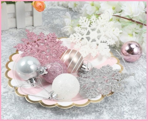 Decorazioni natale rosa e argento