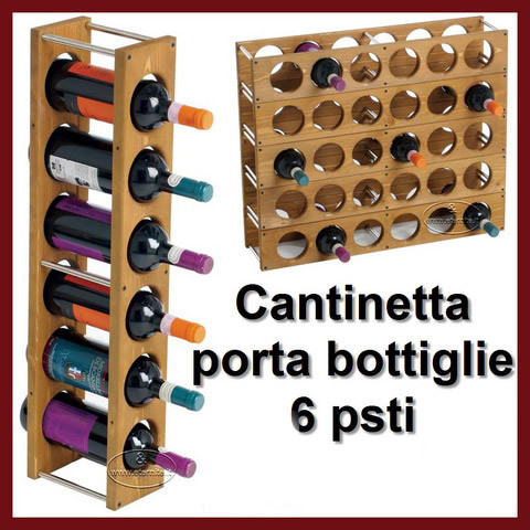 Cantinetta Portabottiglie X Vino Acqua 6 Posti Legno