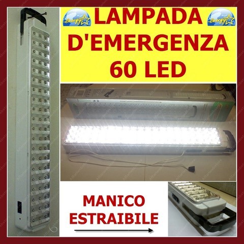 Lampada Luce D'emergenza Ricaricabile Portabile 60 Led