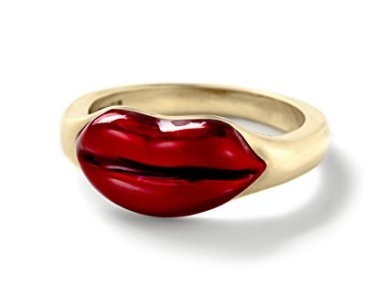 Anello d'oro con labbra rosse alison lou