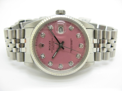 Rolex  "datejust " Ref. 16014 Pink Dial Diamonds After M